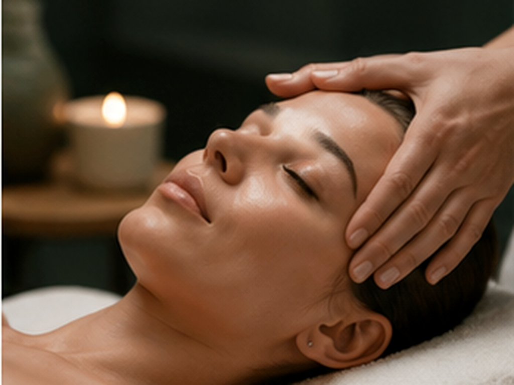 Facial treatment in progress